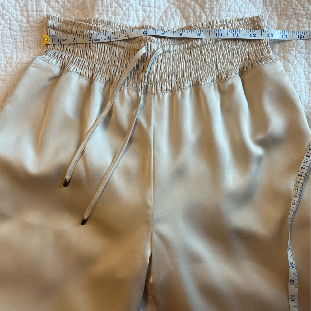 Brochu Walker Gorja Pant Satin Pull On Dust Ivory Medium Quiet Luxury Wide Leg - Picture 9 of 12